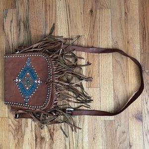 American West Crossbody Leather Fringe Purse